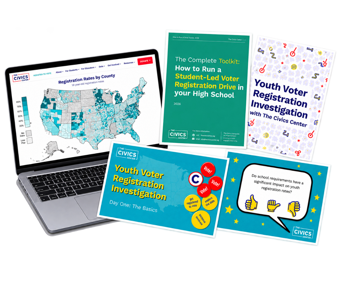 Preview of The Civics Center teacher toolkit: sample guides, calendar, checklist, and registration materials
